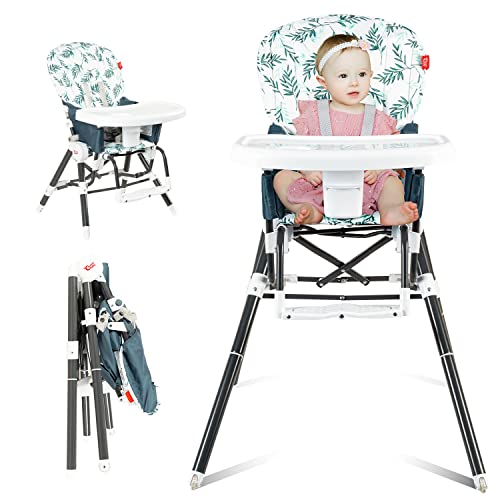 Ceurmt Baby Convertible High Chair for Babies and Toddlers, Height Adjustable, Grow & Go High Chair with Footrest, Removable Dishwasher Safe Meal Tray, Portable Baby Dinning Chair with Wheels Black