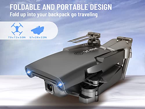 NEHEME NH525 Foldable Drones with 1080P HD Camera for Adults, RC Quadcopter WiFi FPV Live Video, Altitude Hold, Headless Mode, One Key Take Off for Kids/Beginners with 2 Batteries and Carry Case