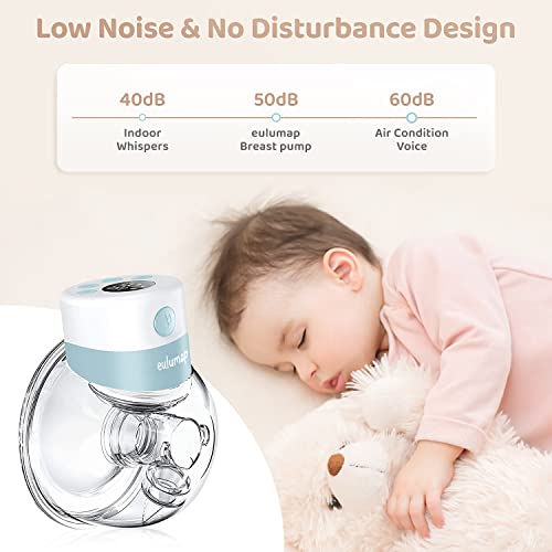 Double Wearable Electric Breast Pump,Low Noise&Hands-Free Breast Pump,Rechargeable Portable 2pc with Massage and Pumping Mode,9 Levels,LCD Display Memory Function,Can Be Worn in-Bra, 24mm