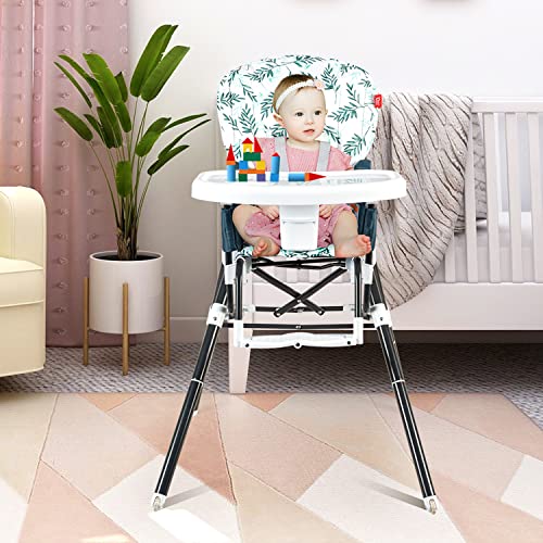 Ceurmt Baby Convertible High Chair for Babies and Toddlers, Height Adjustable, Grow & Go High Chair with Footrest, Removable Dishwasher Safe Meal Tray, Portable Baby Dinning Chair with Wheels Black