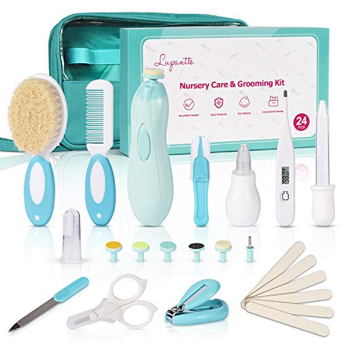 Baby Healthcare and Grooming Kit, 24 in 1 Baby Electric Nail Trimmer Set, Lupantte Nursery Care Kit, Toddler Nail Clippers, Medicine Dispenser, Infant Comb, Brush, etc. Baby Care Products.