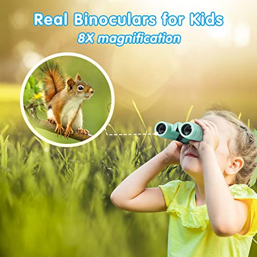 MAKINO Binoculars for Kids, Gifts for 3-12 Year Boys Girls, Compact Kids Binoculars 8x21 High-Resolution for Bird Watching, Camping, Exploration, Hiking, Hunting, Sports Events and Safari Park