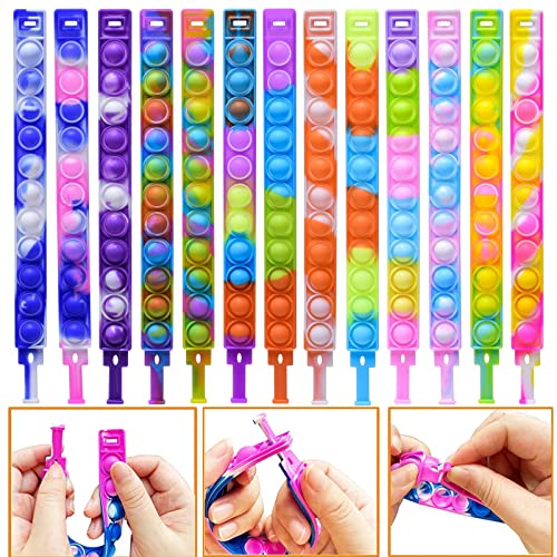 Zxhtwo 26 Pcs Pop Bracelet Fidget Toy, Wearable Fidget Bracelets Push Poping Bubble Sensory Toys Stress Relief Finger Press Silicone Wristband for Kids and Adults ADHD ADD Autism Anxiety