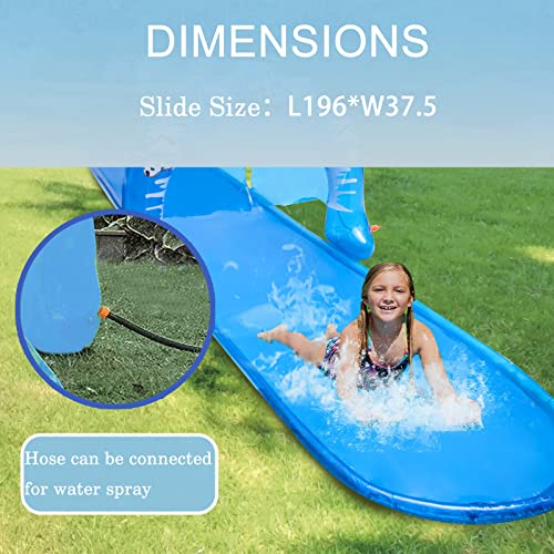 Honeydrill Kids Inflatable Water Slide with Body Boards,Slip Water Spray Summer Toy for Lawn Backyard and Outdoor(16.5ft)